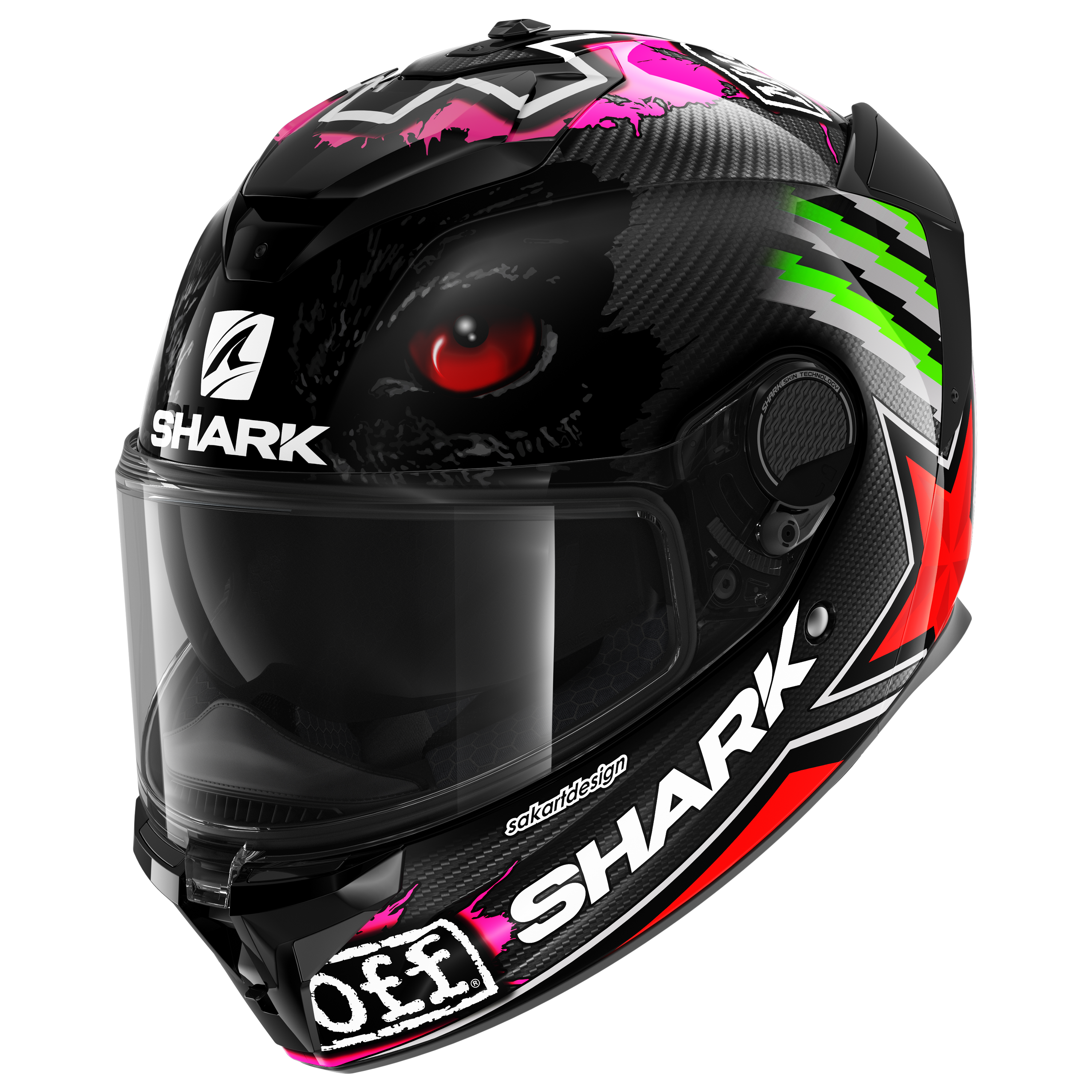 SPARTAN GT CARBON REPLICA REDDING Carbon Red Green – Shark Helmets