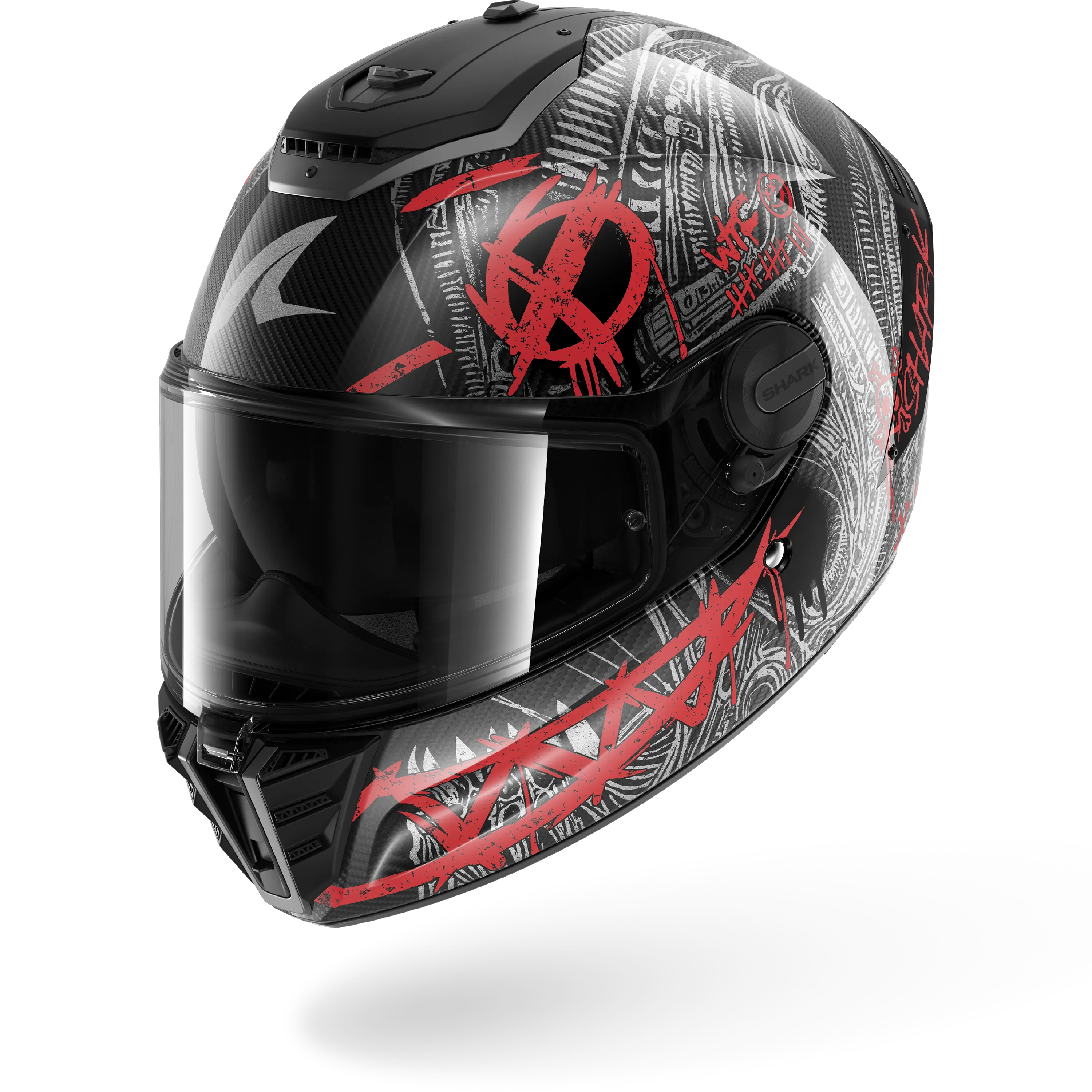 black and red helmet motorcycle SPARTAN RS CARBON SHIEVER Carbon Anthracite Red – Shark Helmets