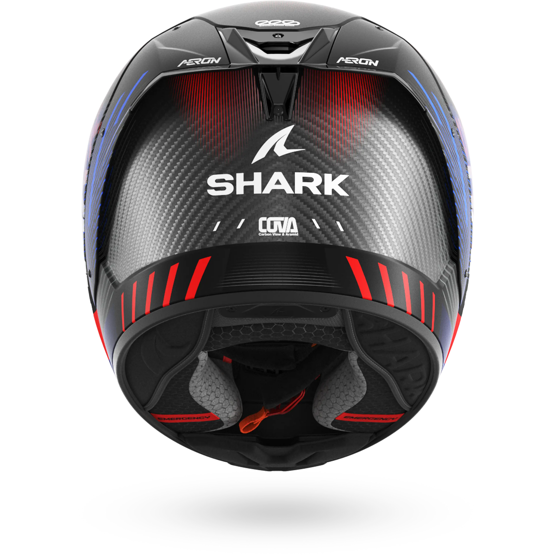 aramid motorcycle helmet AERON SPEED-TECH Mat Carbon Blue Red – Shark Helmets