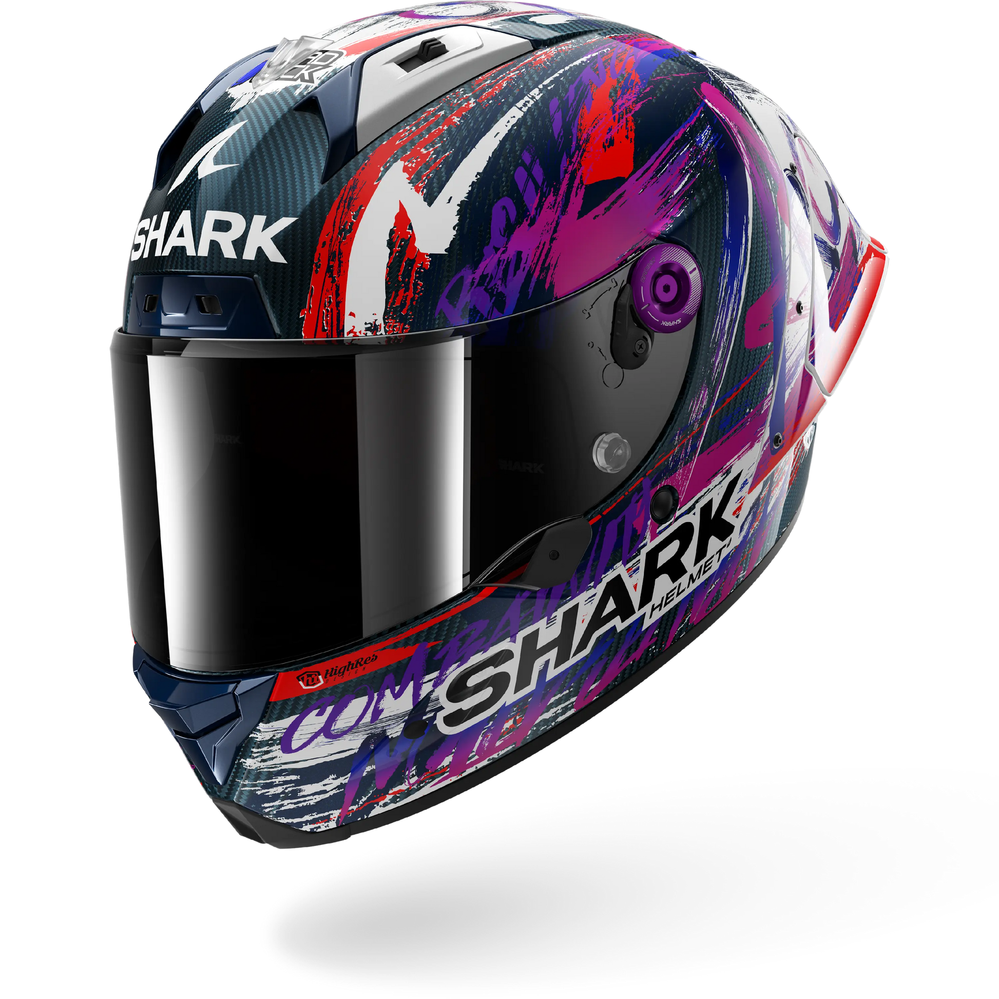 fim motorcycle helmet rating AERON GP FIM RACING #1 REPLICA ZARCO SIGNATURE Carbon White Violet – Shark Helmets