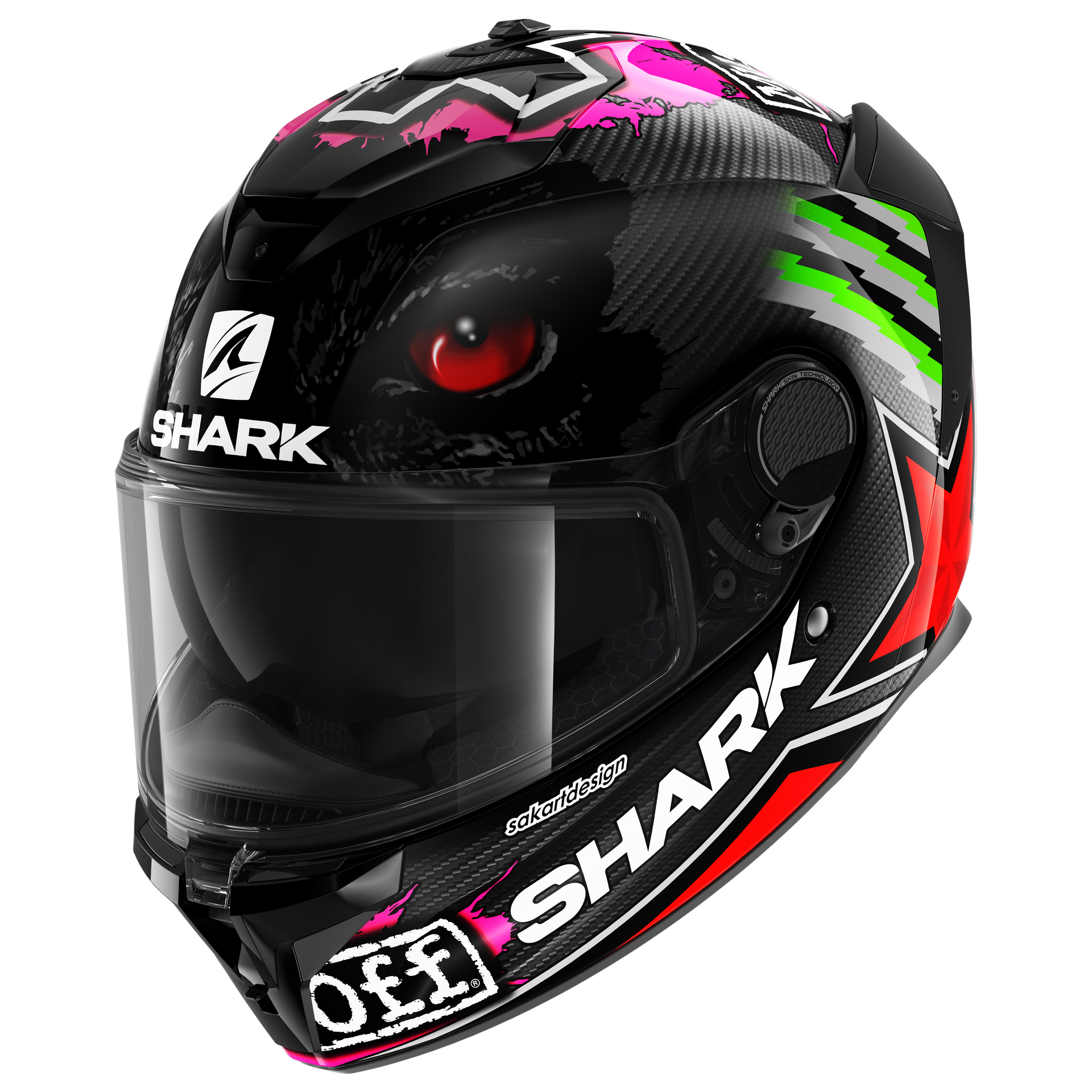 SPARTAN GT CARBON REPLICA REDDING Carbon Red Green – Shark Helmets
