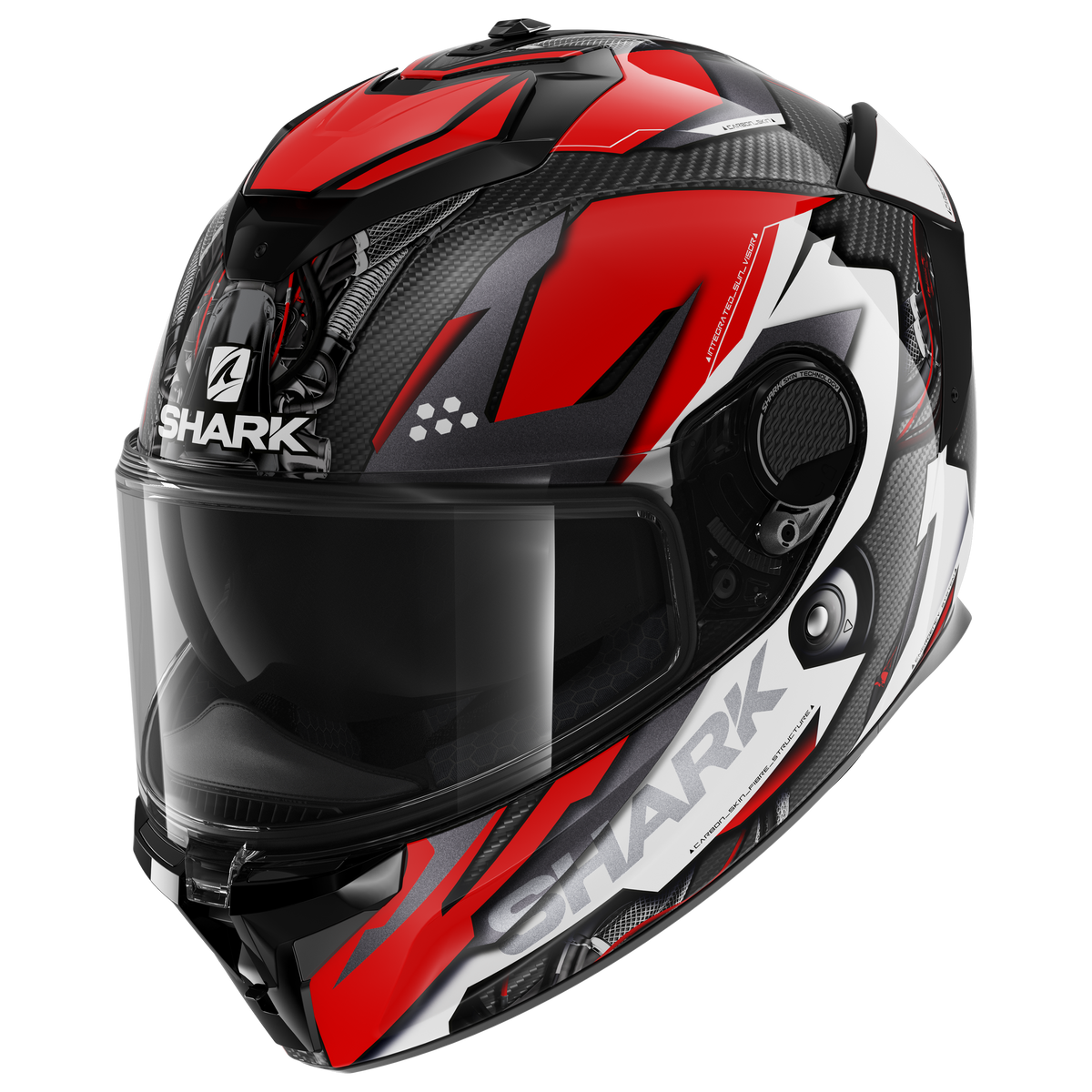 SPARTAN GT CARBON Urikan Carbon Red White – Shark Helmets SPARTAN GT CARBON Urikan Carbon Red White – Shark Helmets