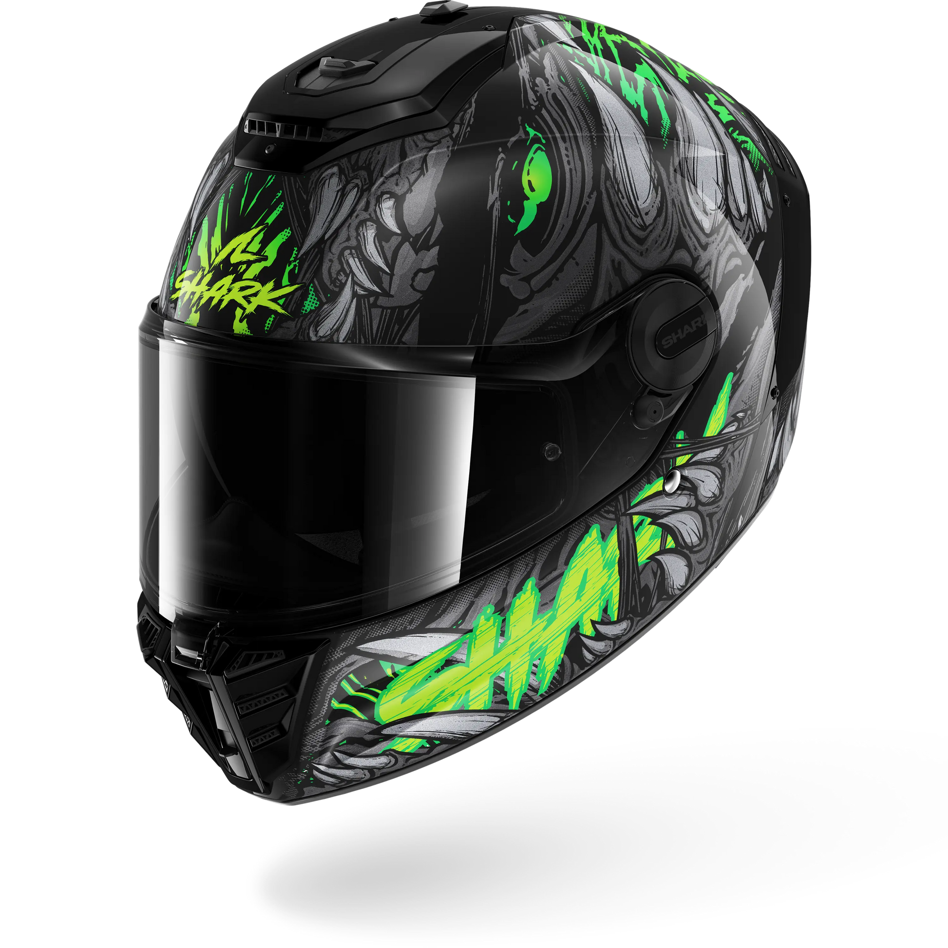 black and green motorcycle helmet SPARTAN RS Shaytan Black Green Anthracite – Shark Helmets