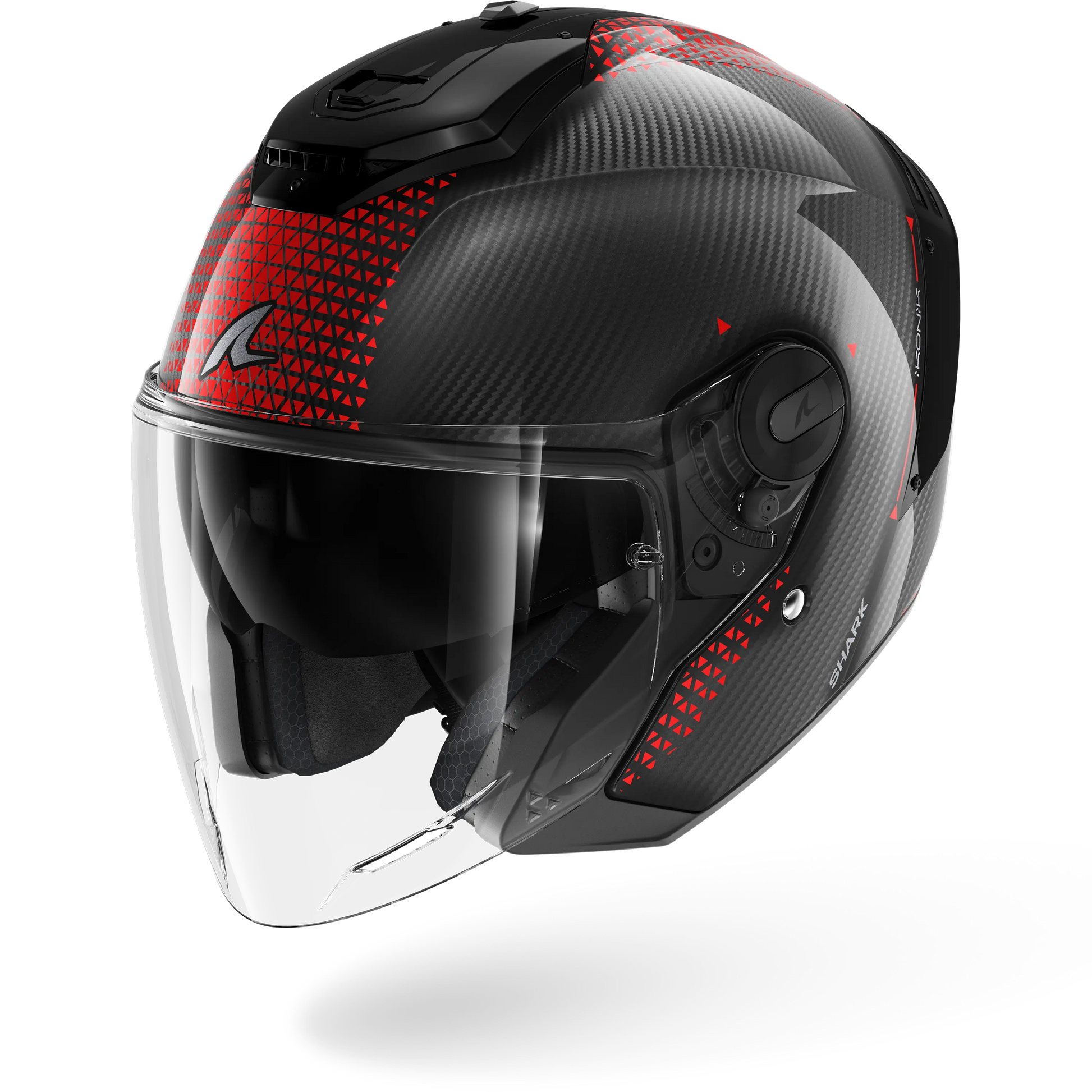 carbon fibre open face motorcycle helmet RS JET Carbon Ikonik Carbon Red Chrome – Shark Helmets