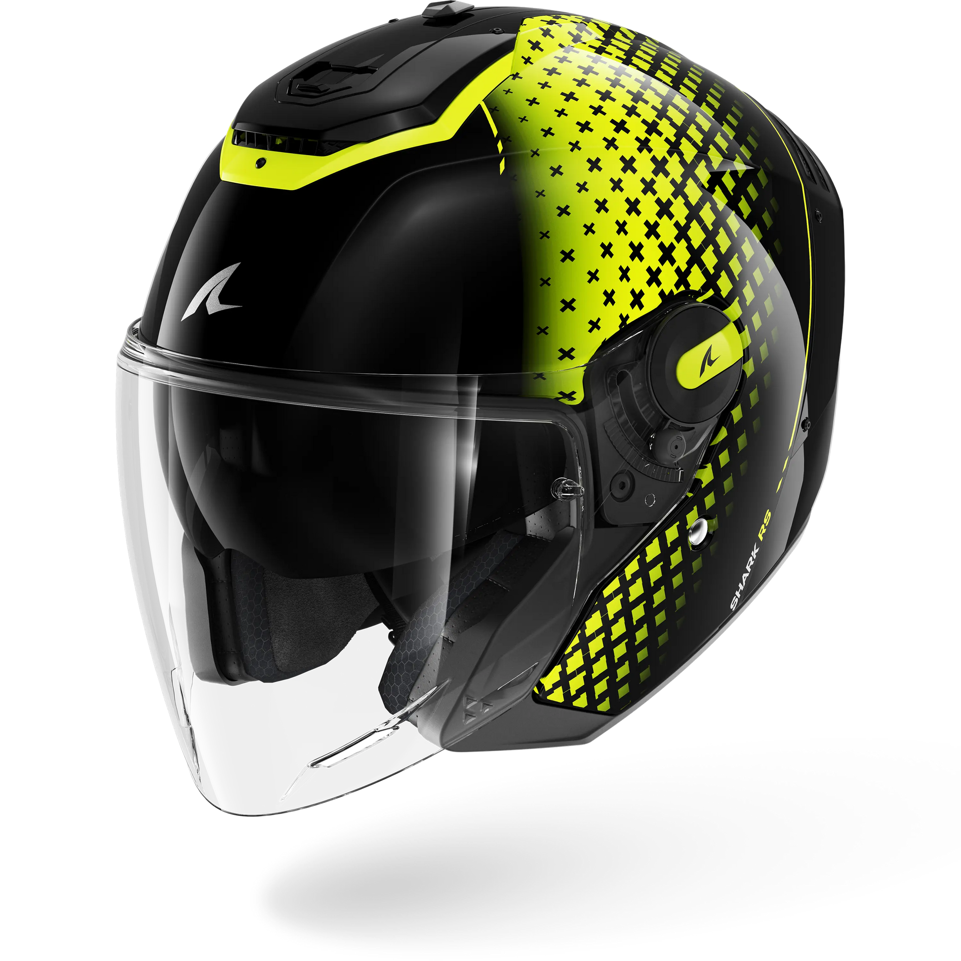 RS JET Stride Black Yellow Silver – Shark Helmets RS JET Stride Black Yellow Silver – Shark Helmets