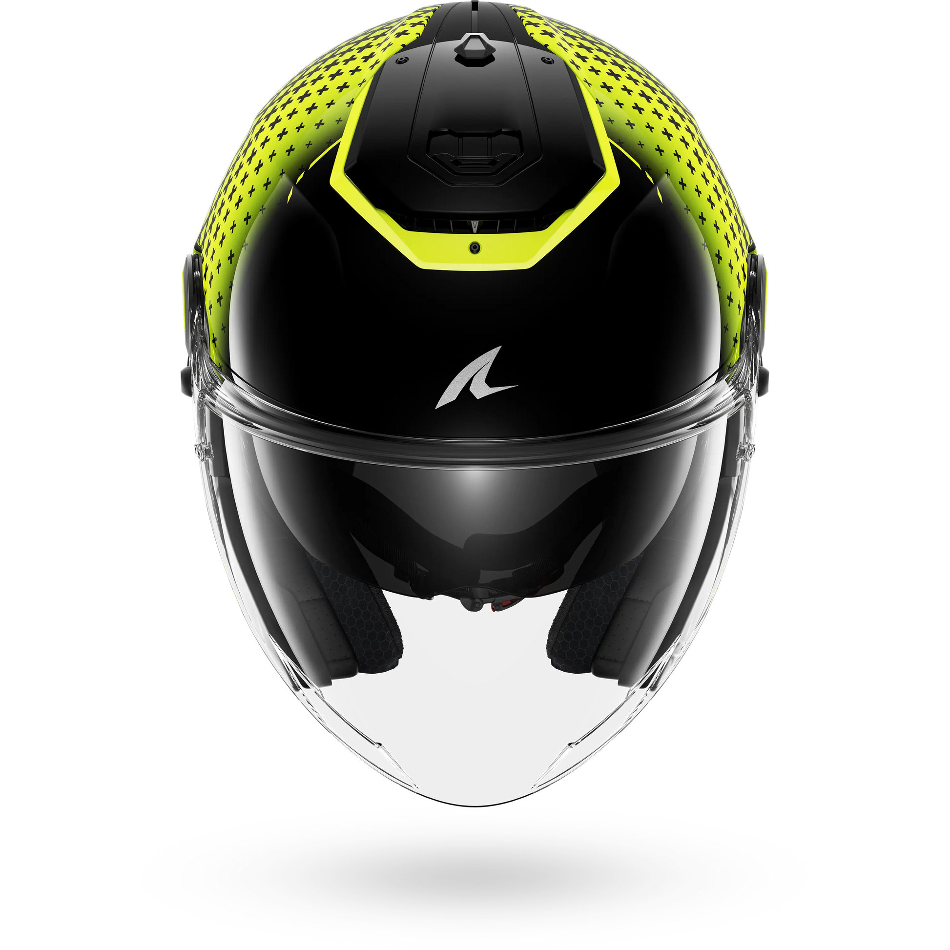 black and yellow motorcycle helmets RS JET Stride Black Yellow Silver – Shark Helmets