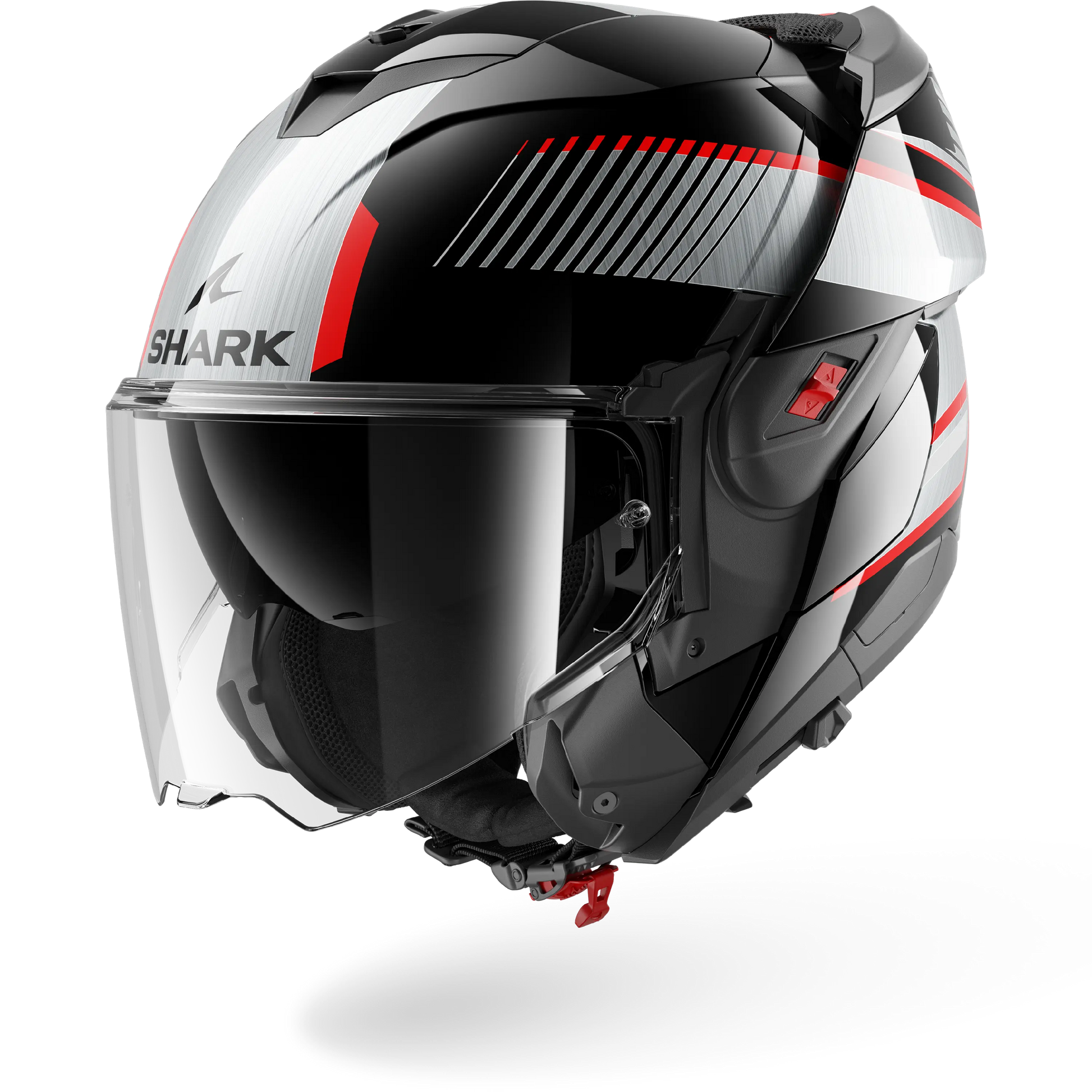 chrome 3 4 motorcycle helmets OXO Sikter Black Chrome Silver – Shark Helmets