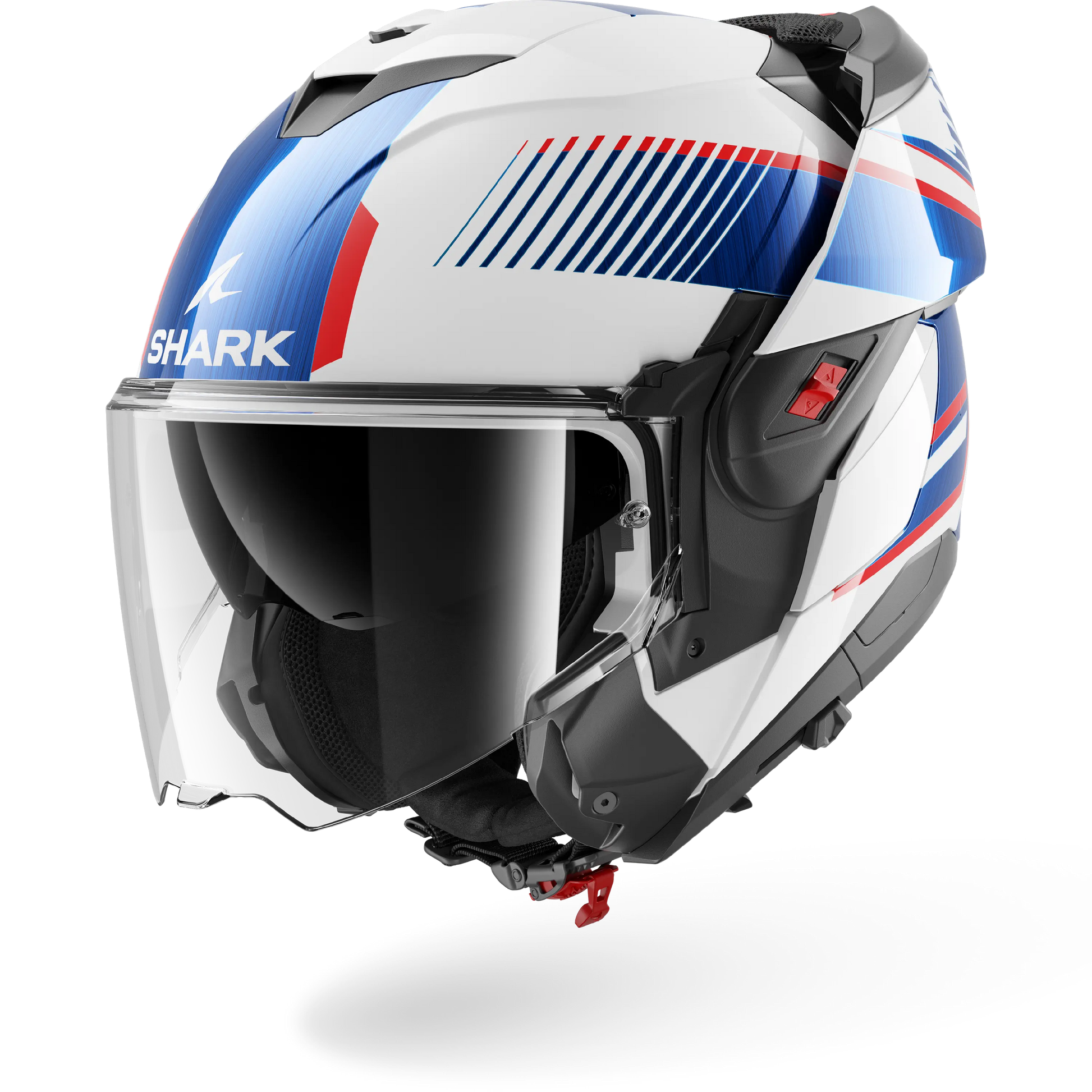 chrome modular motorcycle helmets OXO Sikter White Chrome Blue – Shark Helmets