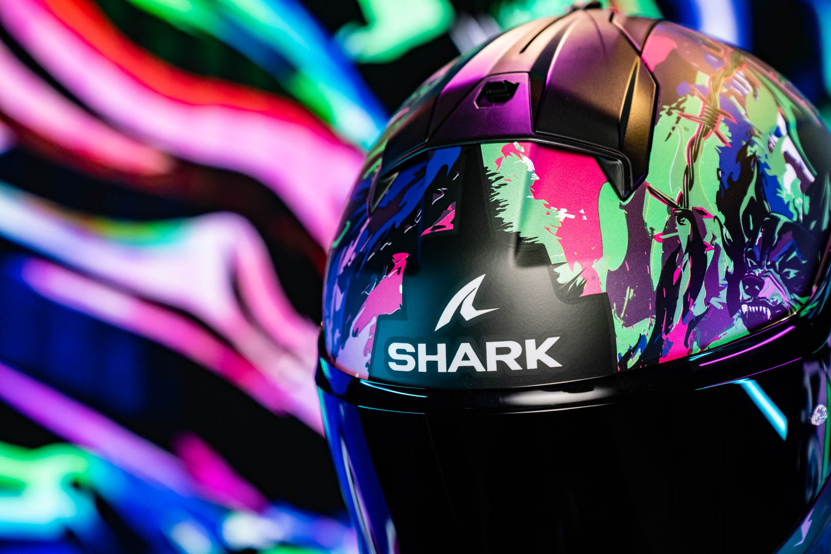 Purple Shark Helmet Motorcycle RIDILL Raging Beast Matte Black